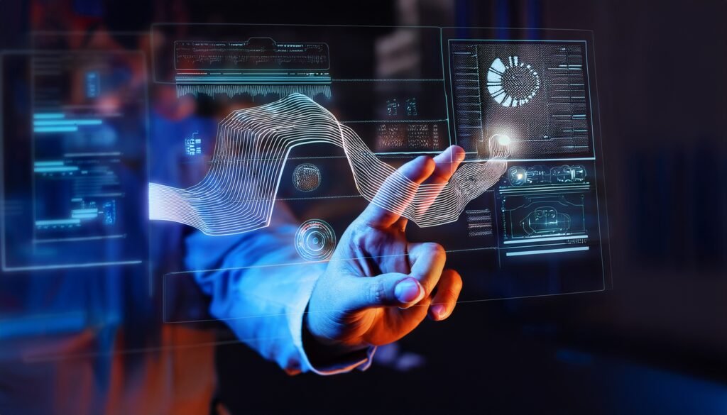 Firefly a stylized image of a human hand interacting with a digital interface 26668