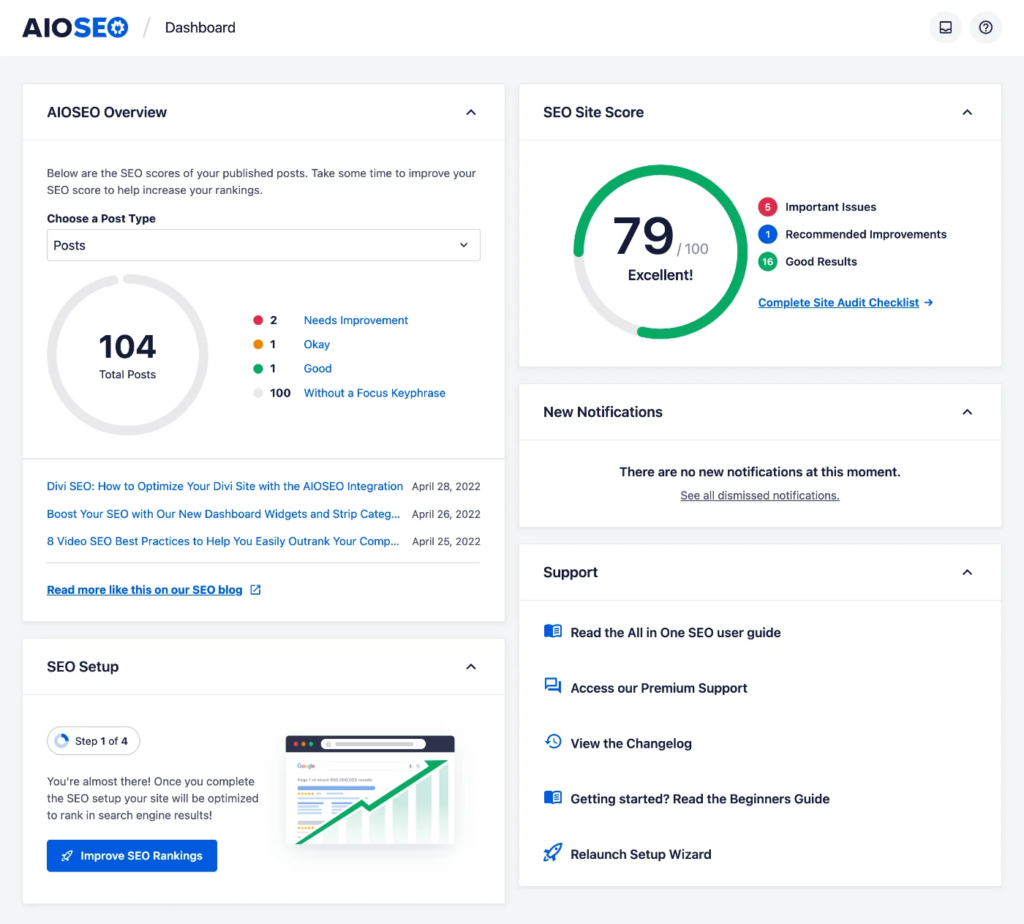 Dashboard Widgets in All in One SEO - AIOSEO
