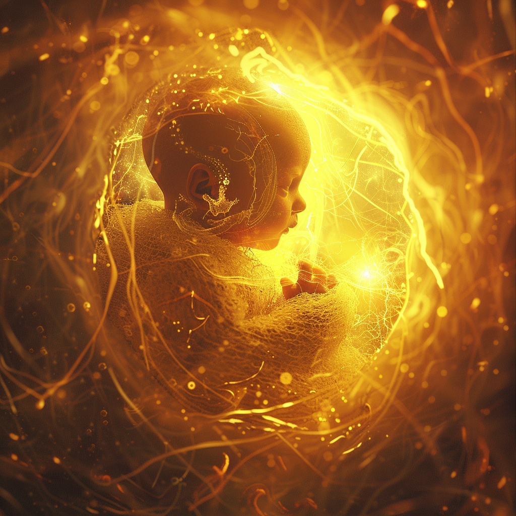 Unborn baby in a mother's womb midjourney